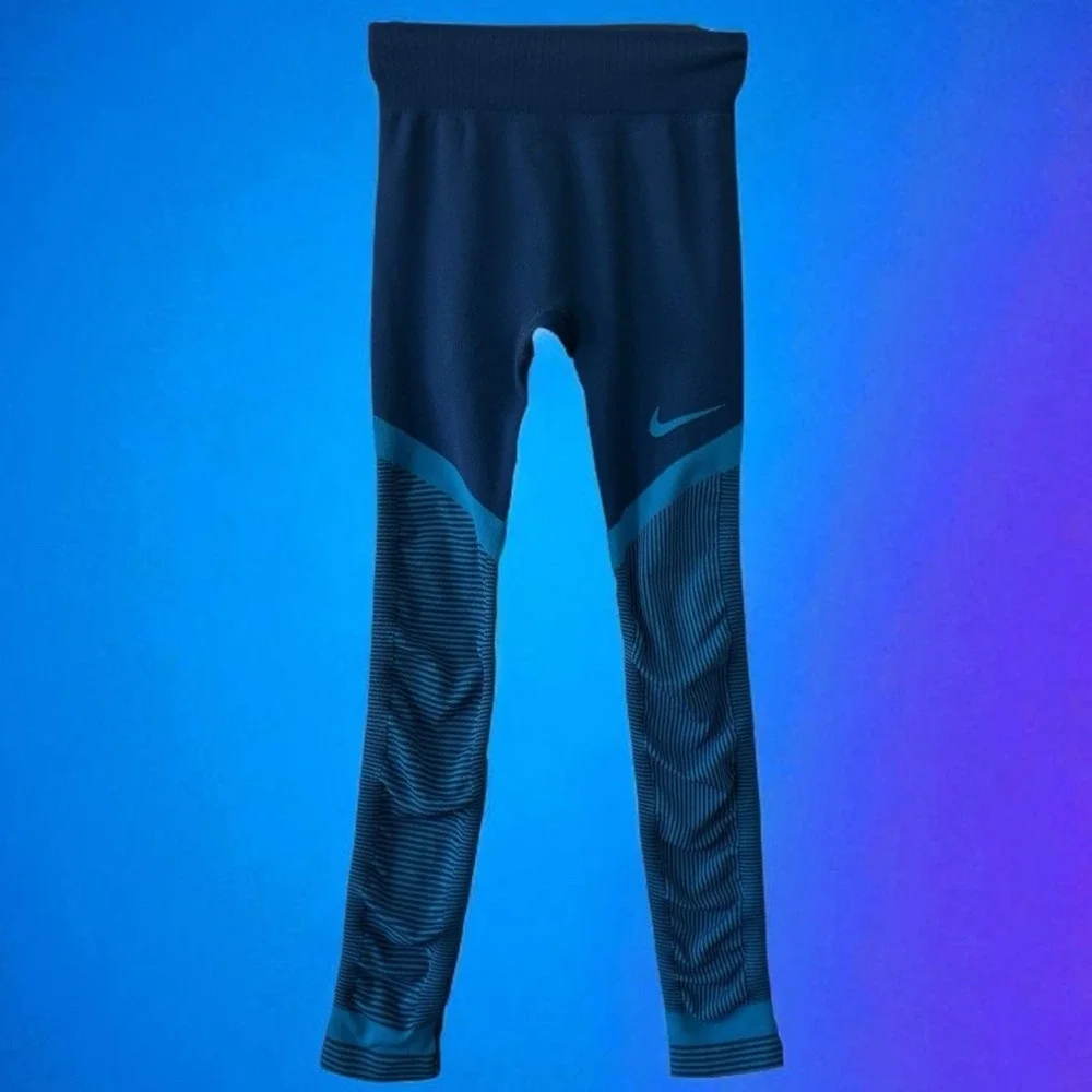 Nike Girls Running Athletic Leggings‎ in Blue Size Large Biking Soccer Sports L